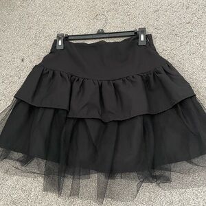 black tiered lace up skirt